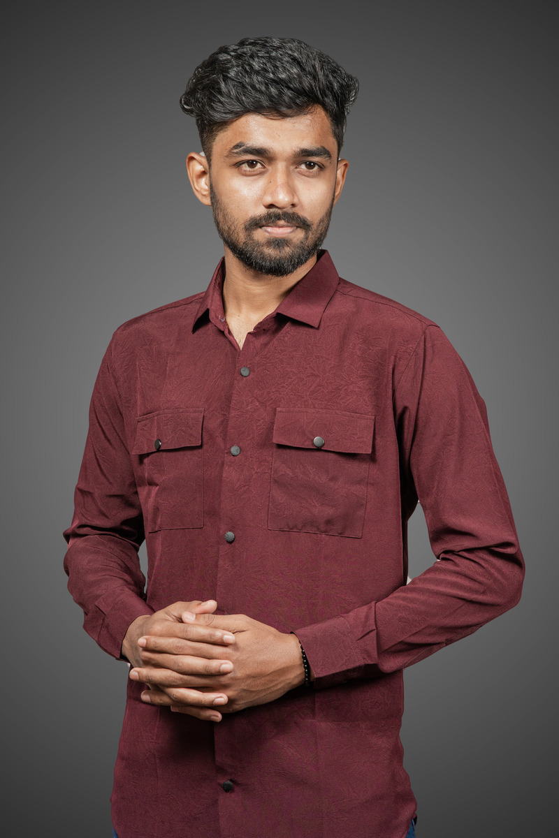 MAROON COLOR DOUBLE POCKET SHIRT